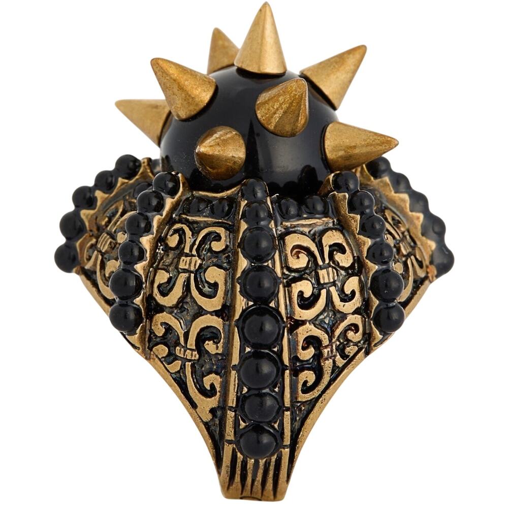 Gold and Black Spiked Statement Ring